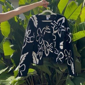 Vintage Coldwater Creek Black and White Knit Cardigan